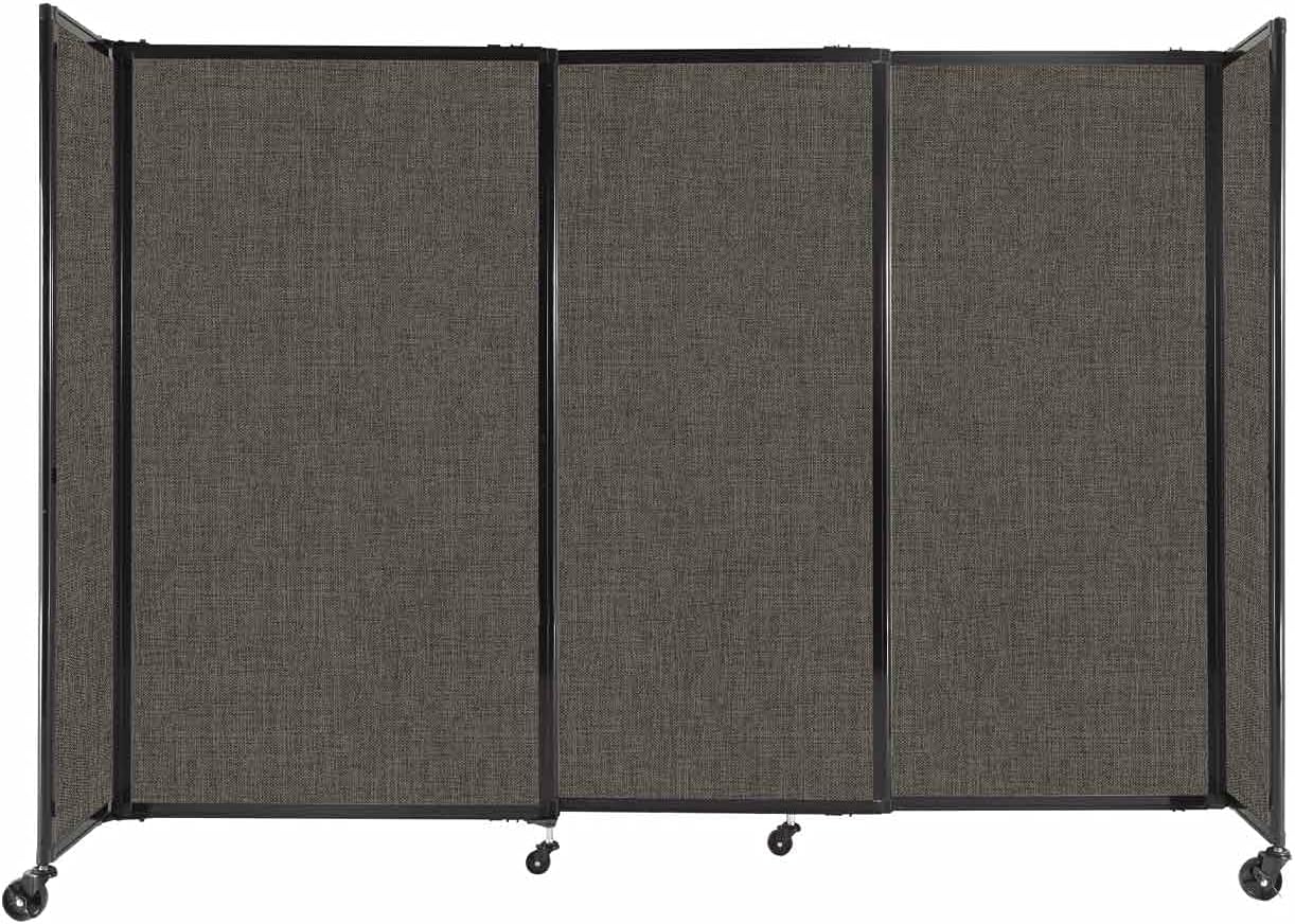 Versare Straightwall Sliding Portable Wall Partition | Freestanding Office Dividers | Locking Wheels | Temporary Room Separator | 7'2" Wide x 5' Tall Mocha Fabric Panels