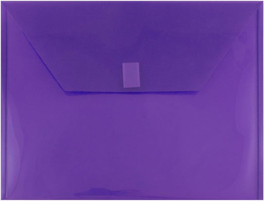 JAM PAPER Plastic Envelopes with Hook & Loop Closure - Letter Booklet - 9 3/4 x 13 - Purple - 12/Pack