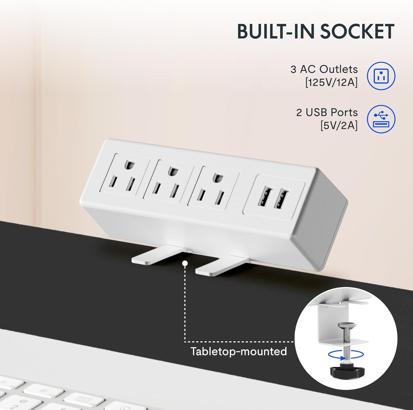 FLEXISPOT EN2 Whole-Piece Standing Desk with Clamp Power Strip, 55 x 28 Electric Stand Up Height Adjustable Desk with Cable Management (White Frame + 55" White Top,2 Packages)