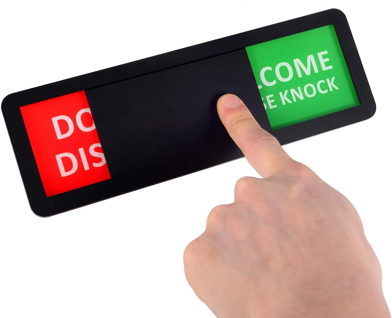 Kichwit Privacy Sign for Office Door, Do Not Disturb Sign, Welcome Please Knock, Black, 8.2 x 2.8 Inches
