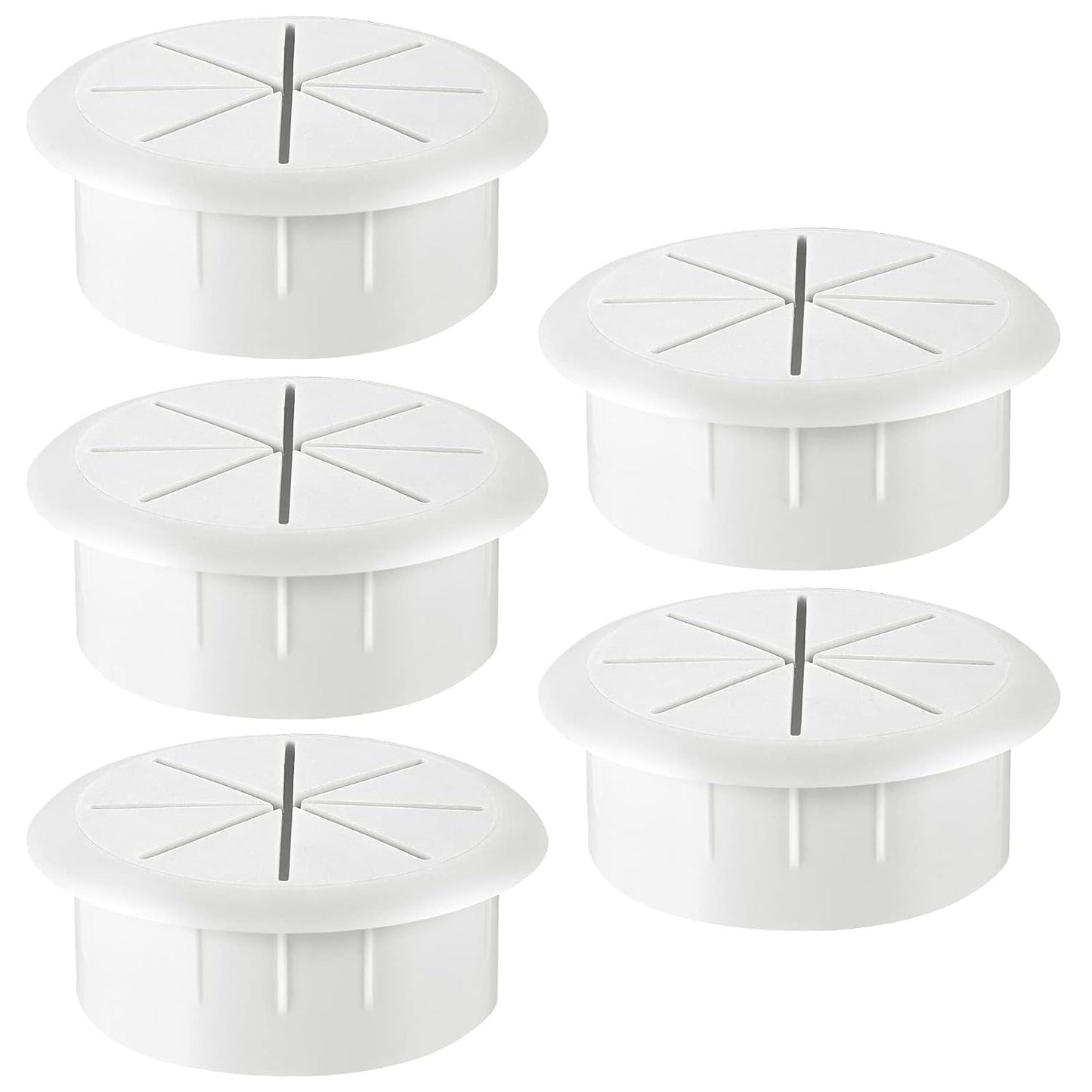 HYCC 5 Pack 2 Inch Flexible Desk Grommet,Organize Wires and Cables on Office Equipment, Computer Components, Entertainment Systems Effectively - Color: White