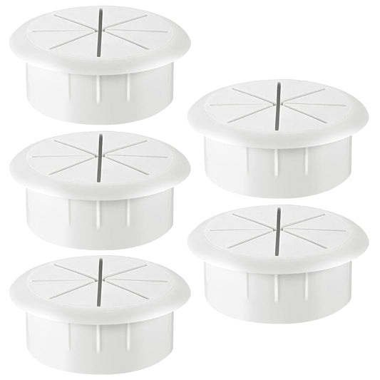 HYCC 5 Pack 2 Inch Flexible Desk Grommet,Organize Wires and Cables on Office Equipment, Computer Components, Entertainment Systems Effectively - Color: White