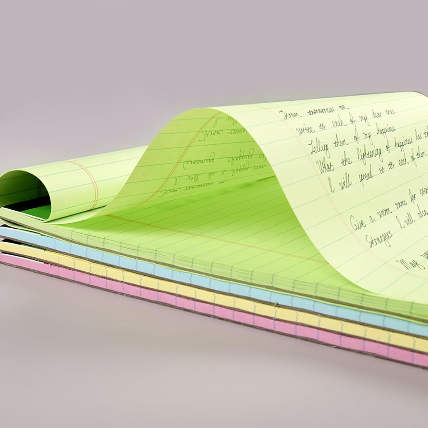 KAISA Colored Legal Pad 15lb Recycled Paper Writing Pad, 4pcs 5"x8" Narrow Ruled and 4pcs 8.5x11 inch Wide Ruled, 50 Sheets, Mixed 8pads, KSU-7358