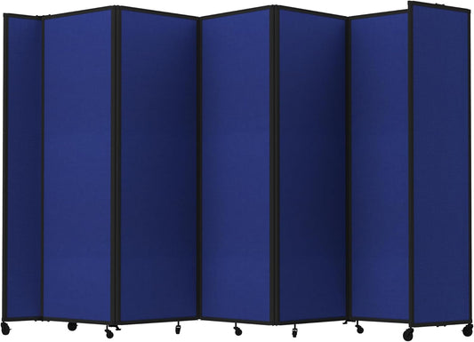 Versare Room Divider 360 Portable Wall Partition | Folding Panels | Large Freestanding Divider | Locking Wheels | Temporary Room Separator | 14' x 7'6'', Royal Blue