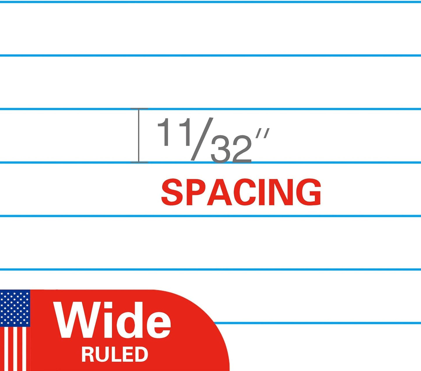 Loose Leaf Notebook Paper, 8"x10-1/2" Wide Ruled Lined Paper, Bulk Filler Paper, 3 Hole Punched For 3 Ring Binder, 150 Sheets/Pack, 24PK Per Carton, 3600 Sheets, Made In USA