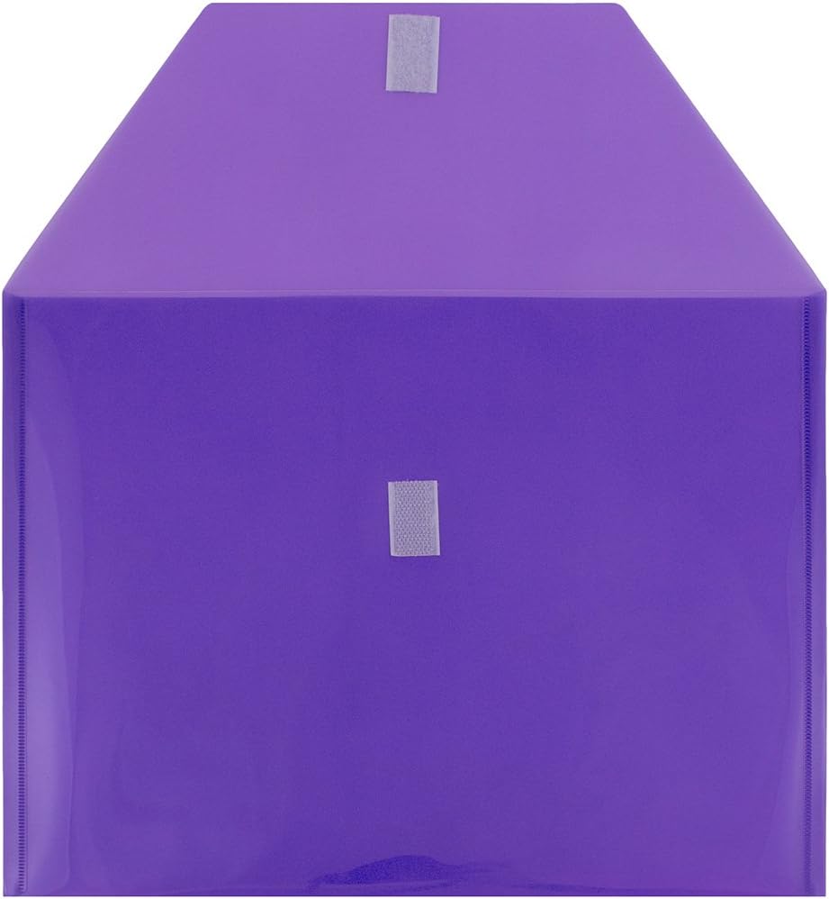 JAM PAPER Plastic Envelopes with Hook & Loop Closure - Letter Booklet - 9 3/4 x 13 - Purple - 12/Pack