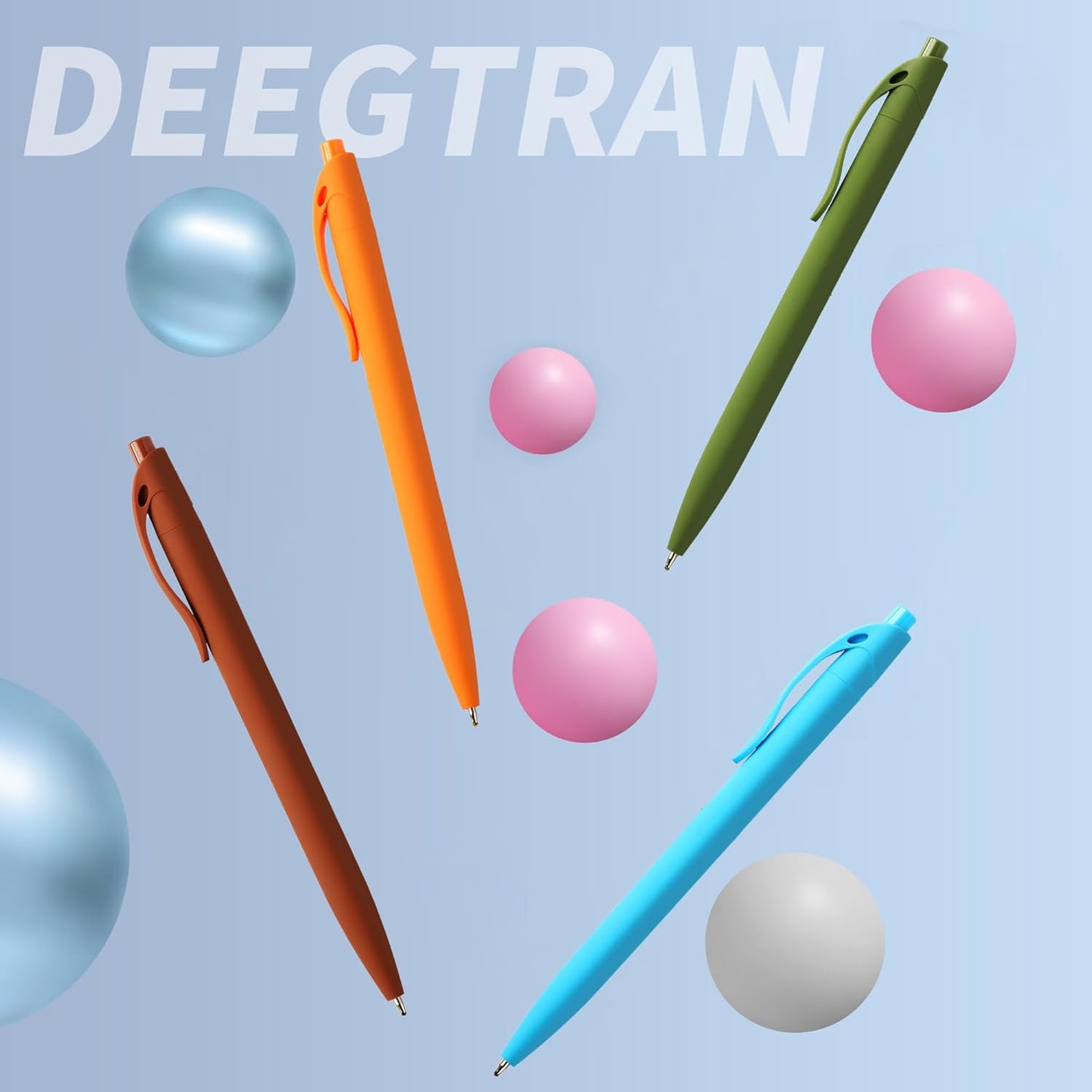 deegtran Pens Bulk, 50 Pack No Bleed Orange Click Pen, Wholesale Retractable Ballpoint Pens, Pens Medium Point, Smooth Ink Pen, 1.0MM Orange Ink