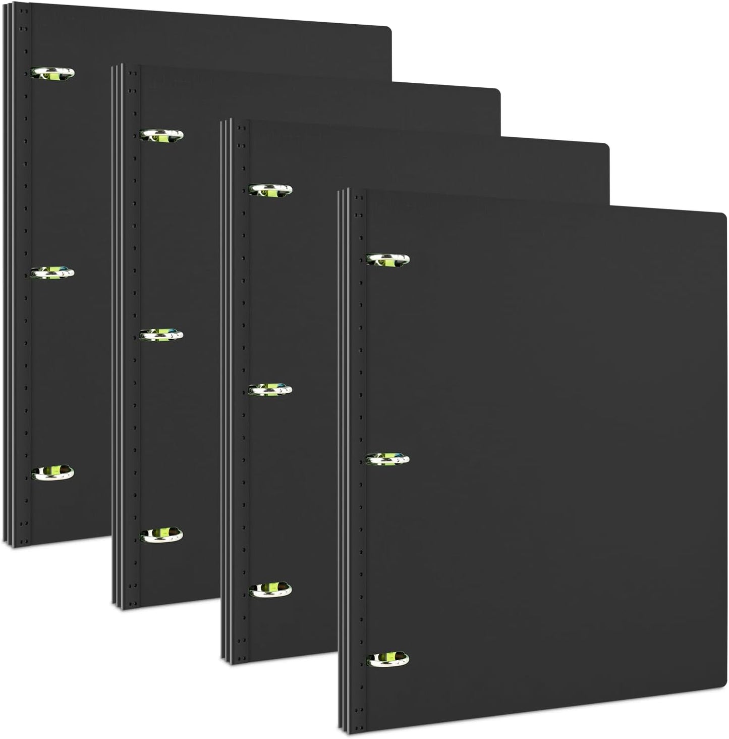 INFUN 1 Inch Telescoping 3 Ring Binder- 4 PCS-Black, Portable Plastic Binder with Telescoping Spine, 3 Ring Binders with Foldable Front Cover Holds 8.5" x 11" Paper for School,Office and Homes
