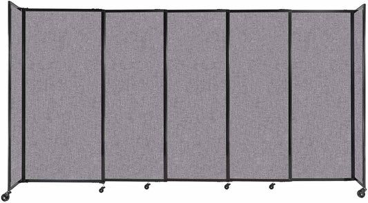 Versare Straightwall Sliding Portable Wall Partition | Freestanding Office Dividers | Locking Wheels | Temporary Room Separator | 11'3'' Wide x 6' Tall Cloud Gray Fabric Panels