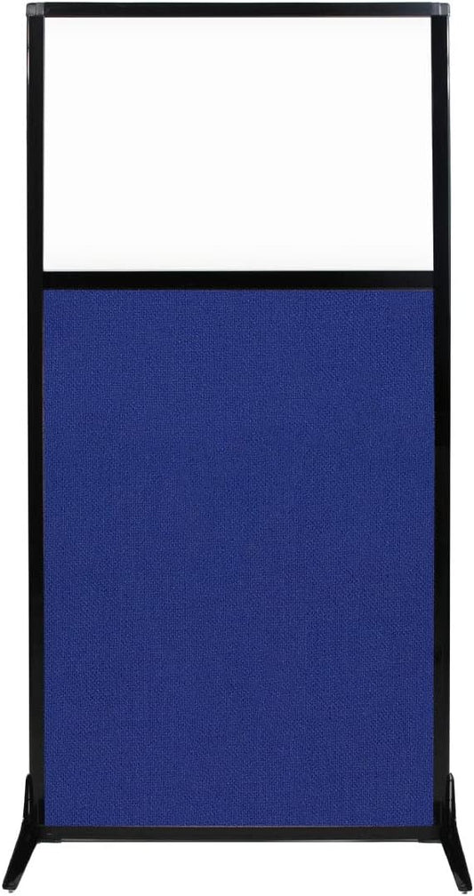 Versare Workstation Partition | Portable Wall Divider | Modern Office Cubicle | Free Standing Privacy Screen | Flexible Work Space | 33" x 70" W/Window, Royal Blue Fabric Panels