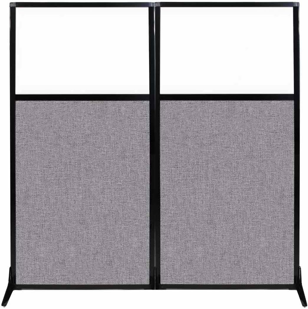 Versare Workstation Partition | Portable Wall Divider | Modern Office Cubicle | Free Standing Privacy Screen | Flexible Work Space | 66" x 70" W/Window, Cloud Gray Fabric Panels