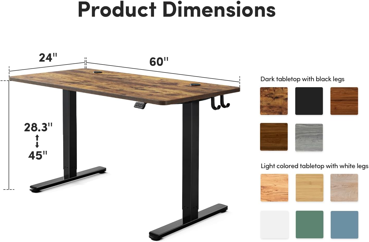 FEZIBO Electric Standing Desk, 60 x 24 Inches Height Adjustable Stand up Desk, Sit Stand Home Office Desk, Computer Desk, Rustic Brown
