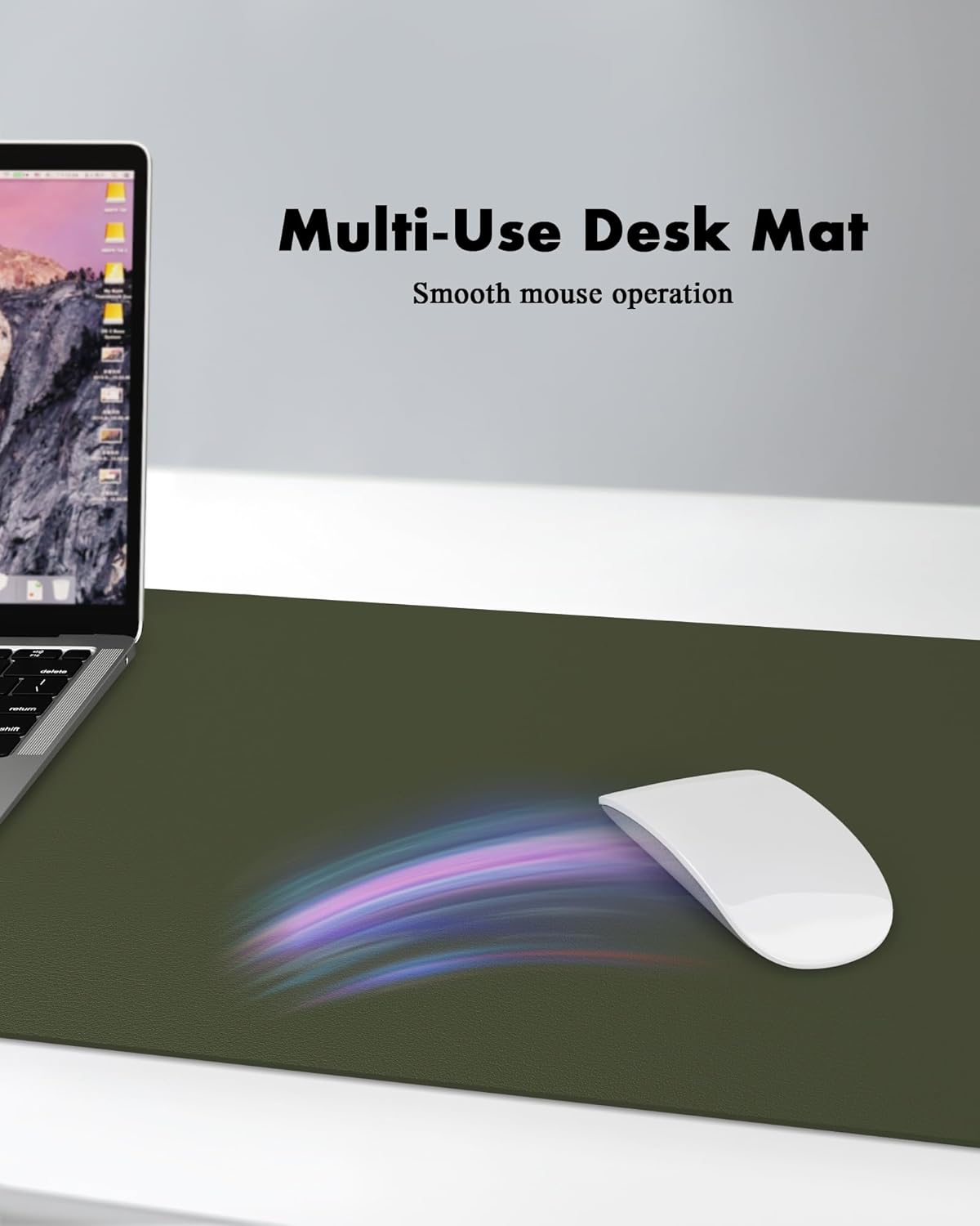 YSAGi Double-Sided Desk Pad, Leather Desk Mat, Eco Cork Desk Pad Protector, Large Mouse Pad for Desk, Waterproof Desk Blotter Pad, Desk Writing Pad(Dark Green, 47.2" x 23.6")