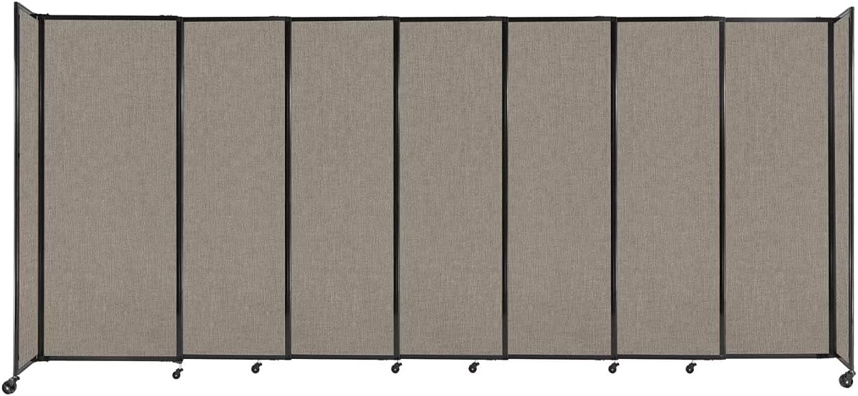 Versare Straightwall Sliding Portable Wall Partition | Freestanding Office Dividers | Locking Wheels | Temporary Room Separator | 15'6" Wide x 6'10" Tall Warm Pebble Fabric Panels