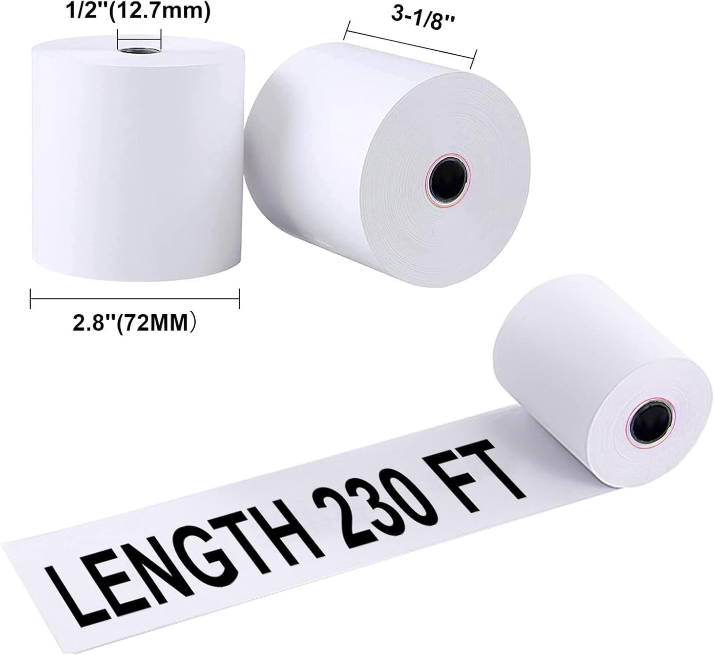 Jayard 3-1/8''x230' Thermal Paper Rolls For Credit Card - Cash Register Rolls - Premium Register Tape Pos Thermal Printer Paper (5 Rolls), Jayard-TP