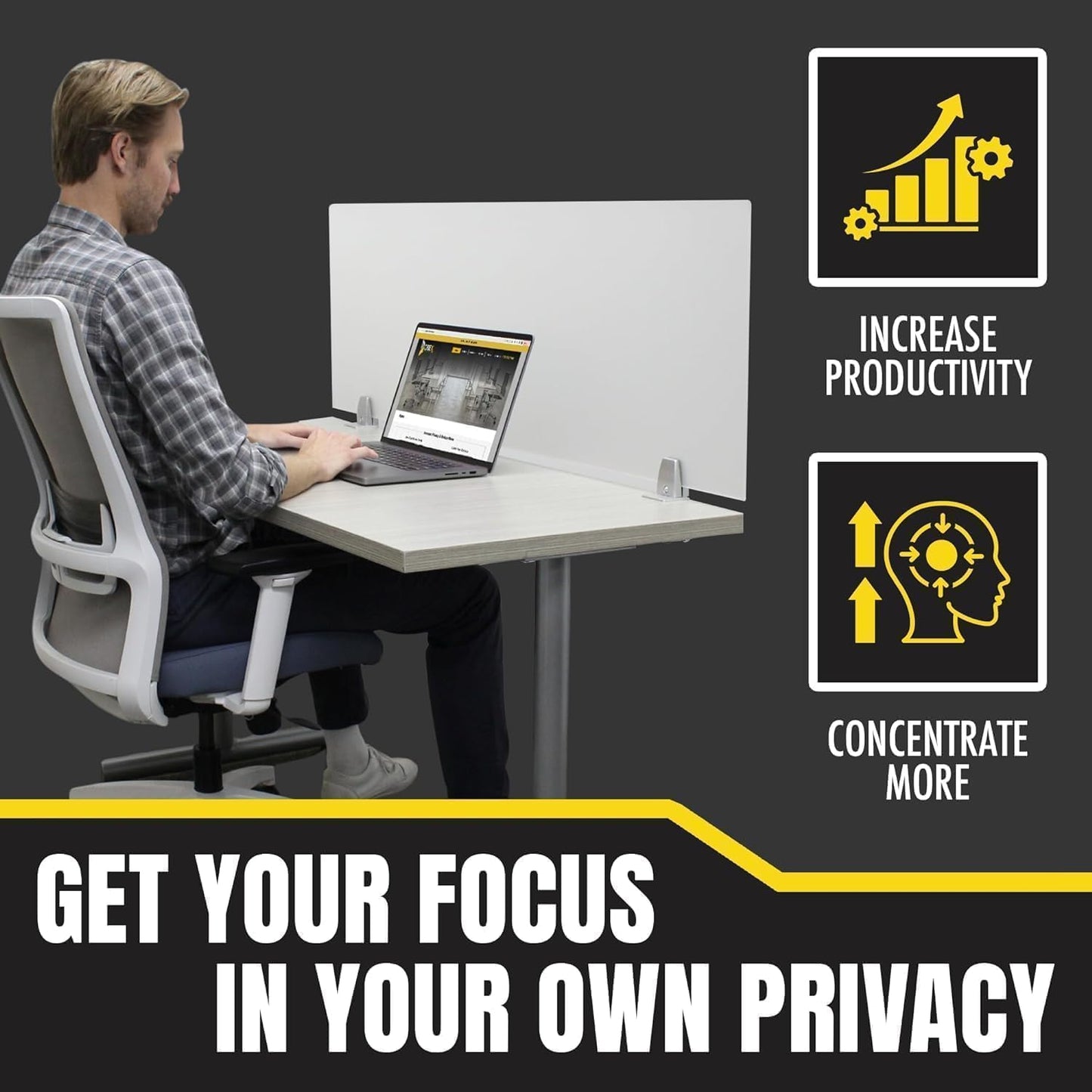 OBEX Frosted Acrylic Desk Mounted Privacy Panel, 12" x 66", Frosted