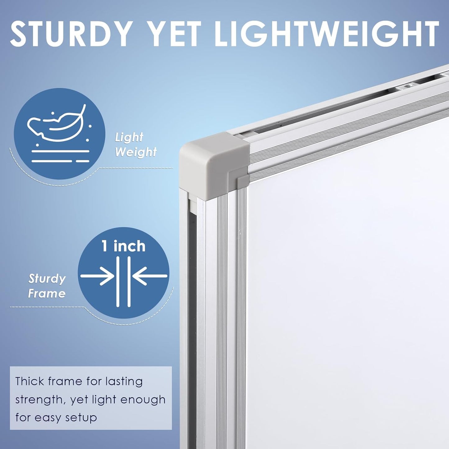 SWANCROWN White Board Dry Erase 60 x 36 Inches, Large Whiteboard for Wall with Thick Aluminum Frame, 5' x 3' Magnetic Whiteboard with Long Marker Tray & Magnetic Pen Holder for Office & Home