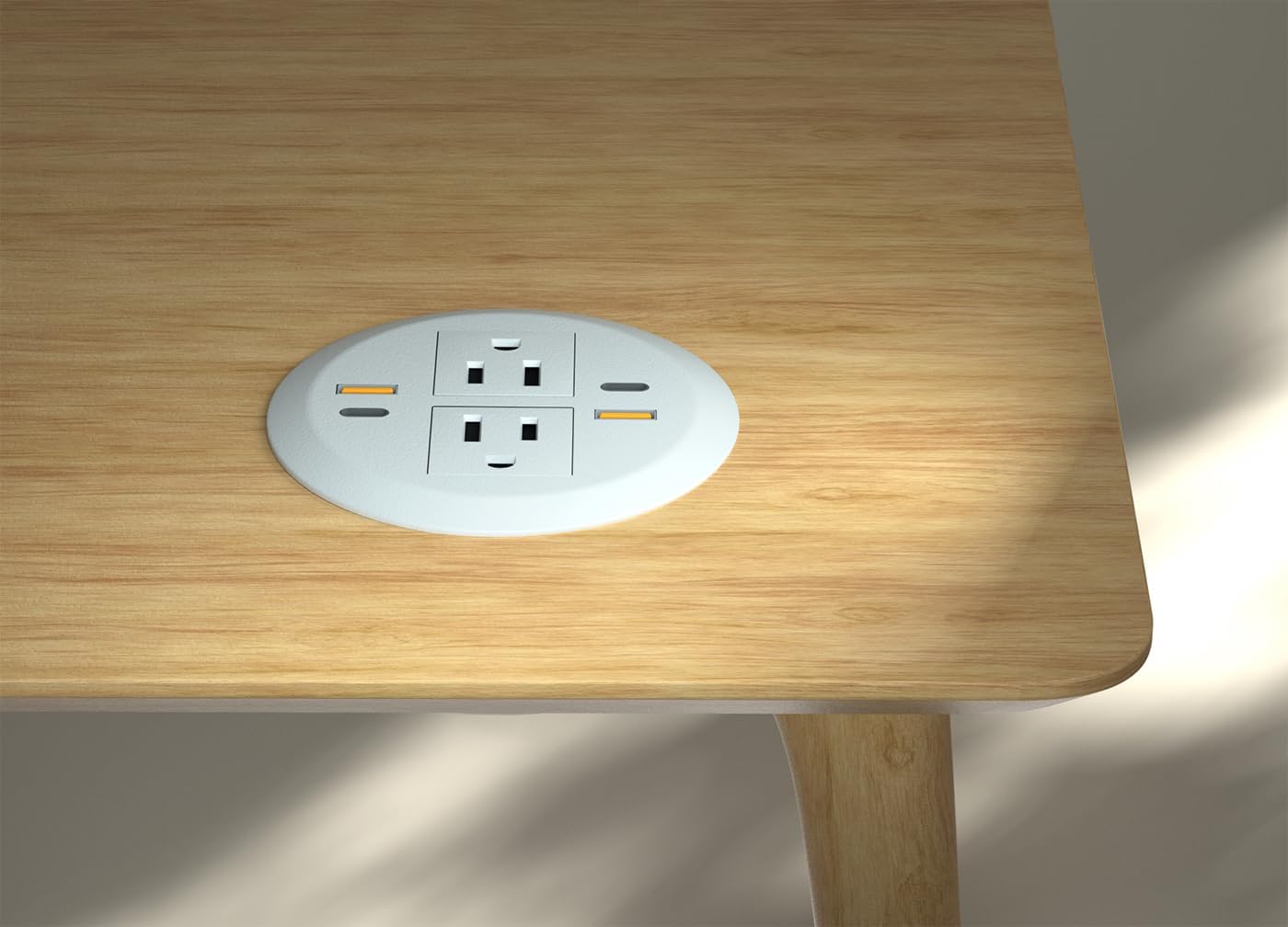 Desktop Power Grommet,Dual PD20W USB C,40W Total Output,4 USB Ports,Flush Mounted for 3-1/8" Desk Grommet Holes,Round Recessed Outlet,ETL-Certified,Flat Plug,6.4 ft,White