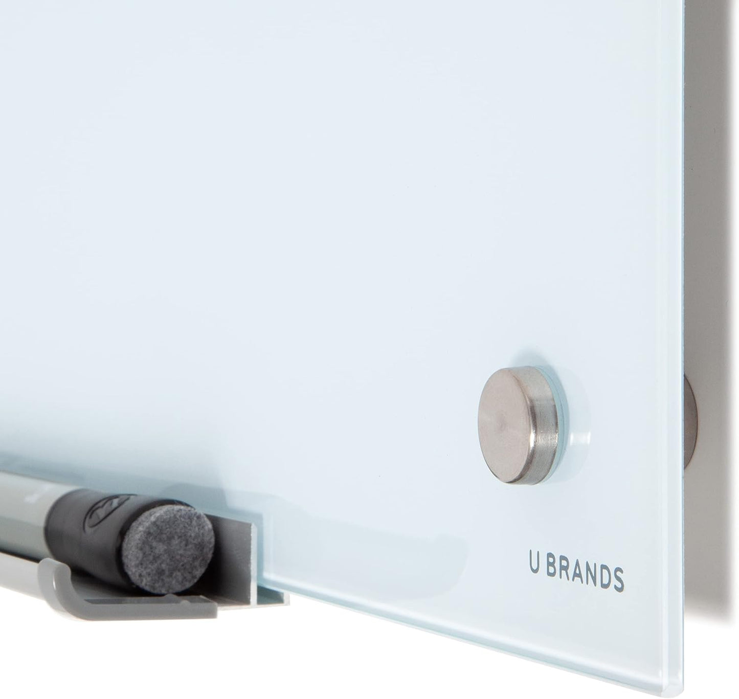 U Brands Magnetic Glass Dry Erase Board with Silver Grommets, Office Supplies, 24” x 18" Inches, Includes Dry Erase Marker