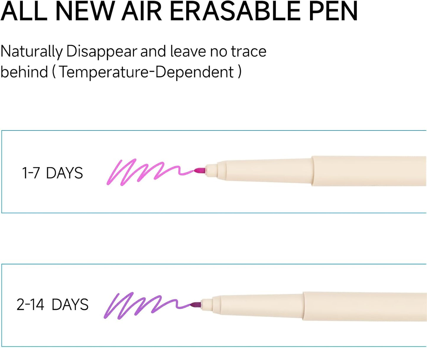 New Pink Air Erasable Marker for Fabric, Disappearing Ink Pen (1-7 Days), Embroidery and Sewing Tool, Air Soluble Marking Pen for Quilting, DIY Crafts