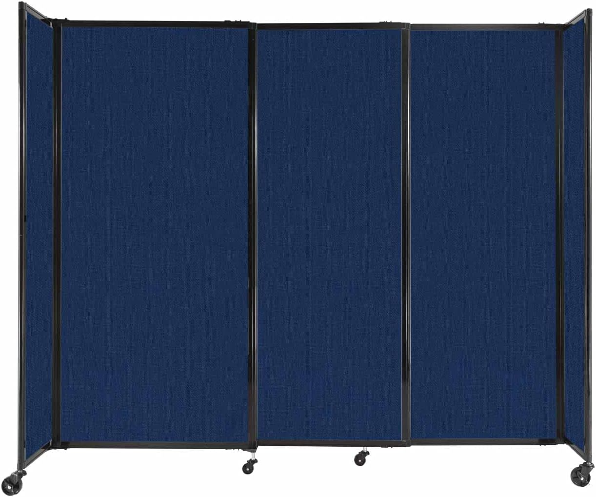 Versare Straightwall Sliding Portable Wall Partition | Freestanding Office Dividers | Locking Wheels | Temporary Room Separator | 7'2'' Wide x 6' Tall Navy Blue Fabric Panels