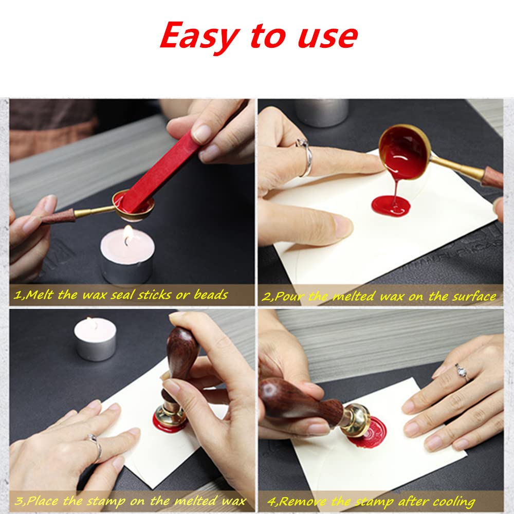 Wax Seal Stamp, ANBOSE Animal Sealing Wax Stamp with Removable Brass Head Wooden Handle, Moon Balloon Wax Sealing Stamp for Envelope Sealing Wax