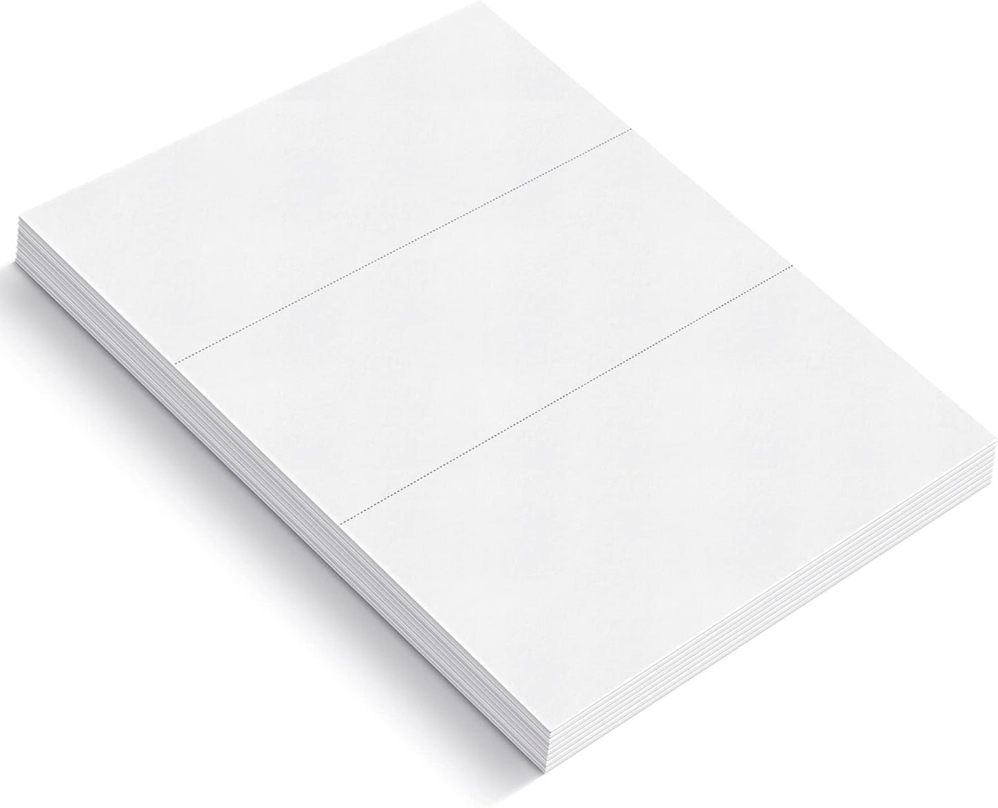 100-Sheet Pack Of 110lb White Cardstock Thick Perforated Paper, 8.5x11 With 3 Per Page - 3.66x8.5 - Blank Heavy Weight Cover Card Stock - 100 Sheets With 300 Cards (3up - 3.66x8.5)