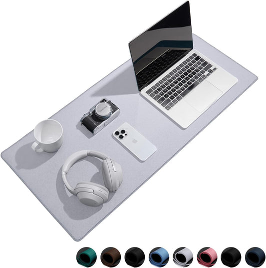 Waterproof Large Gaming Mouse Pad with Durable Stitched Edges, Non-Slip Rubber Base, Grainy Jacquard Mouse Mat Desk Pad for Home Office Gaming, 15.74"x35.43"x0.12", Light Gray
