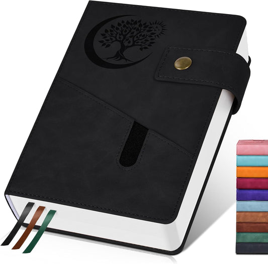 365 Page Thick Lined Journal Notebook for Men Women, A5 Leather Journals for Writing, Hardcover Notebooks for Work, School, Note Taking,Travel, Business,Personal Diary, College Ruled 5.9" x 8.4"