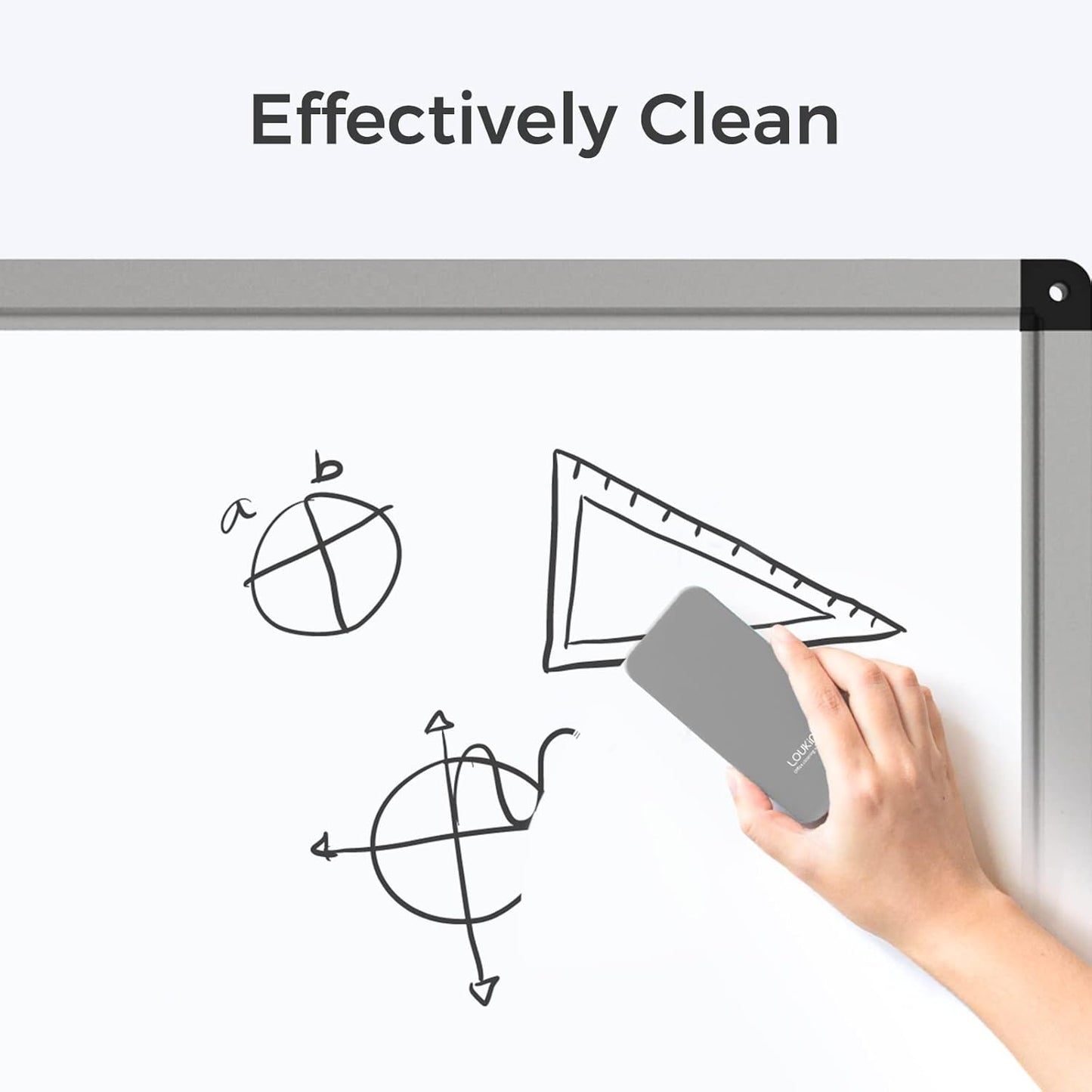 loukin Magnetic Dry Erase Eraser, Whiteboard Eraser, Glass Board Remover, 3.4 fl oz Whiteboard Cleaner Included, for Classroom, Home and Office Use (Grey)