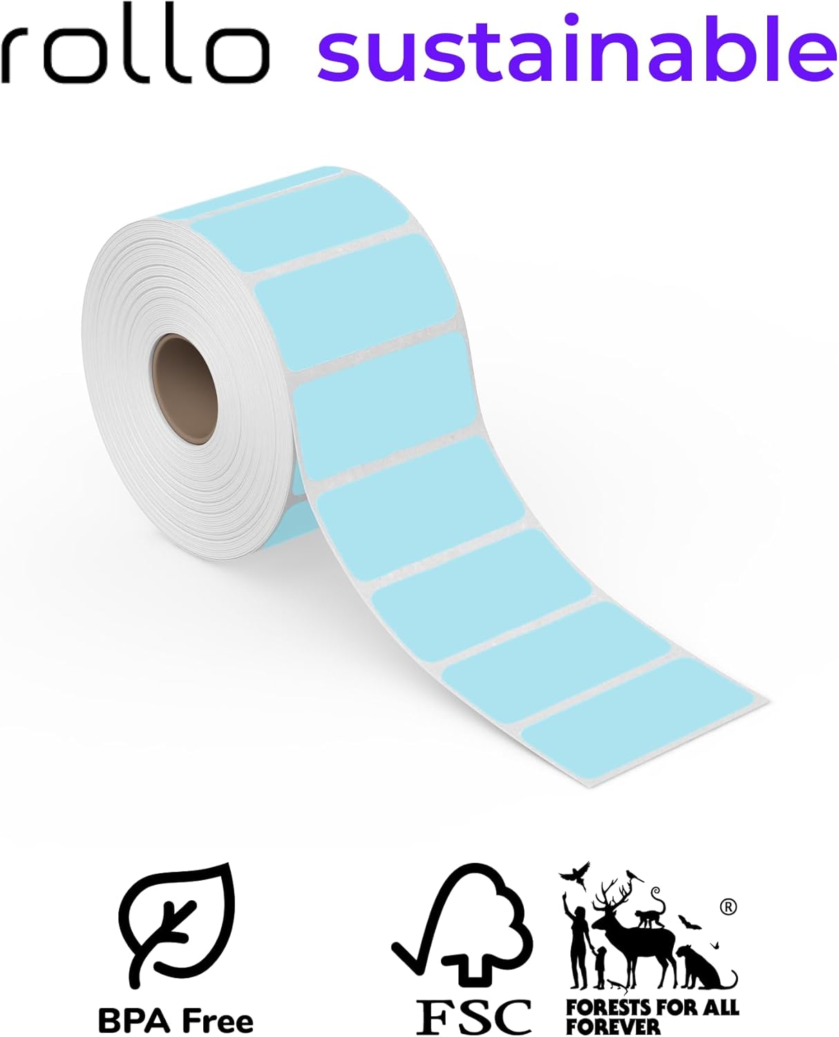 Rollo Direct Thermal 2x1 Sticker Labels - Roll of 1,000 Green Thermal Labels - Multi-Purpose Thermal Printer Stickers