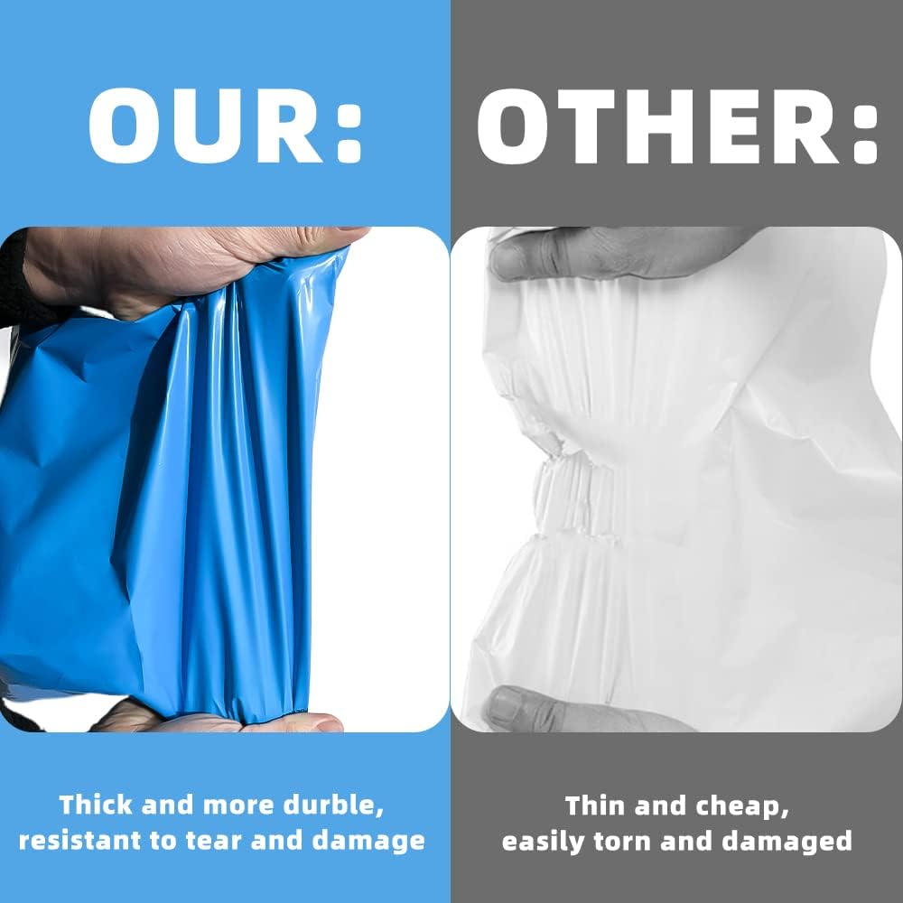 POLYSELLS 1000 pcs 10x13 Inches Blue Poly Mailers Shipping Envelopes, Strong Adhesive Sealing, Waterproof, and Tear-resistant Postal Mailing Bags for Clothing, Books, and Accessories
