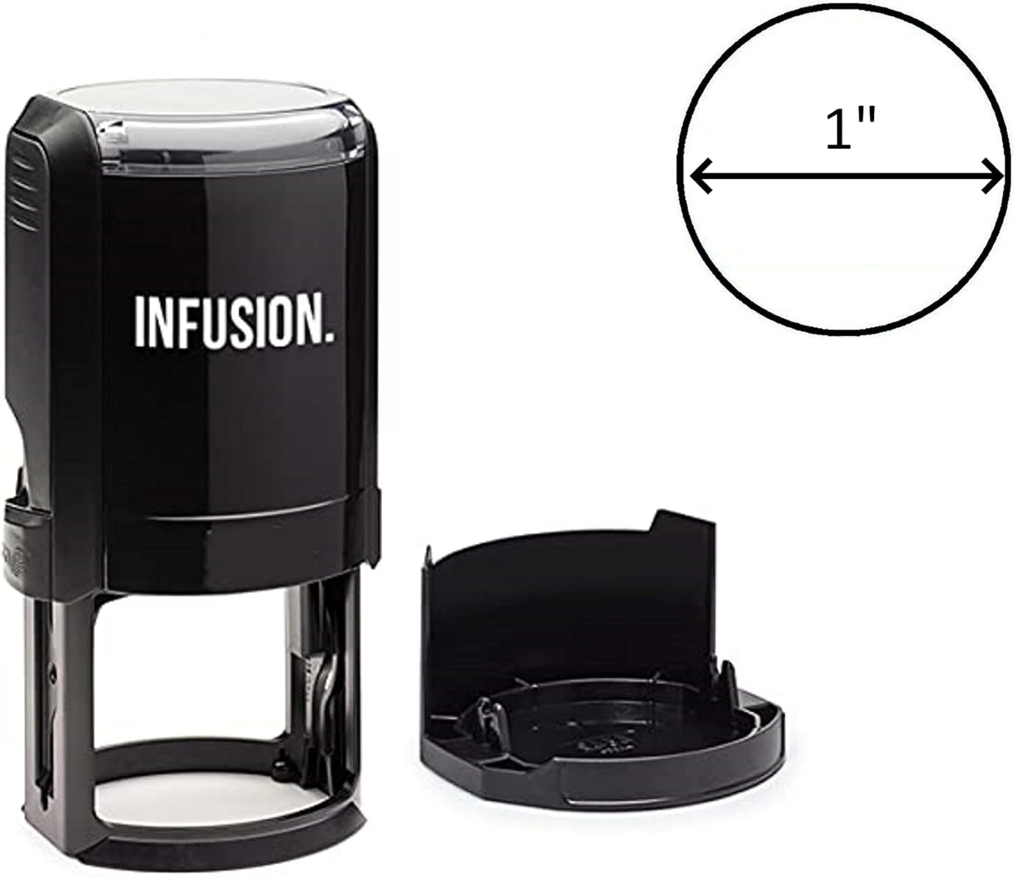 Infusion Custom Text Round Self-Inking Rubber Stamp (1" Diameter) - Up to 3 Lines of Text and Border