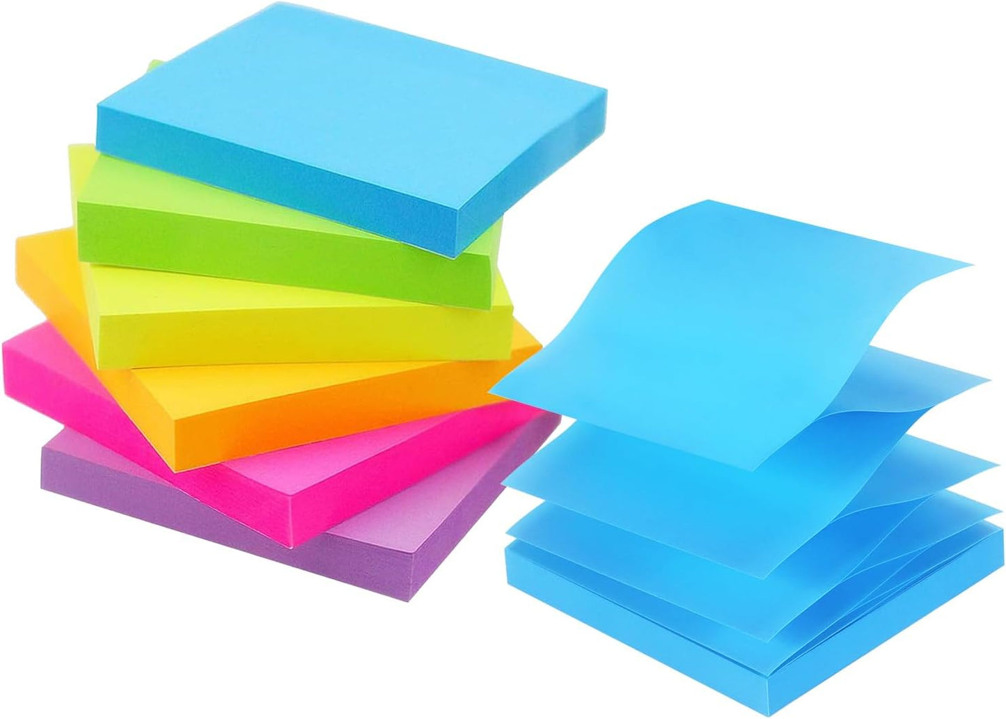 Early Buy Pop Up Sticky Notes 3x3 Refills Self-Stick Notes 6 Pads, 6 Bright Colors, 100 Sheets/Pad (6 Bright)