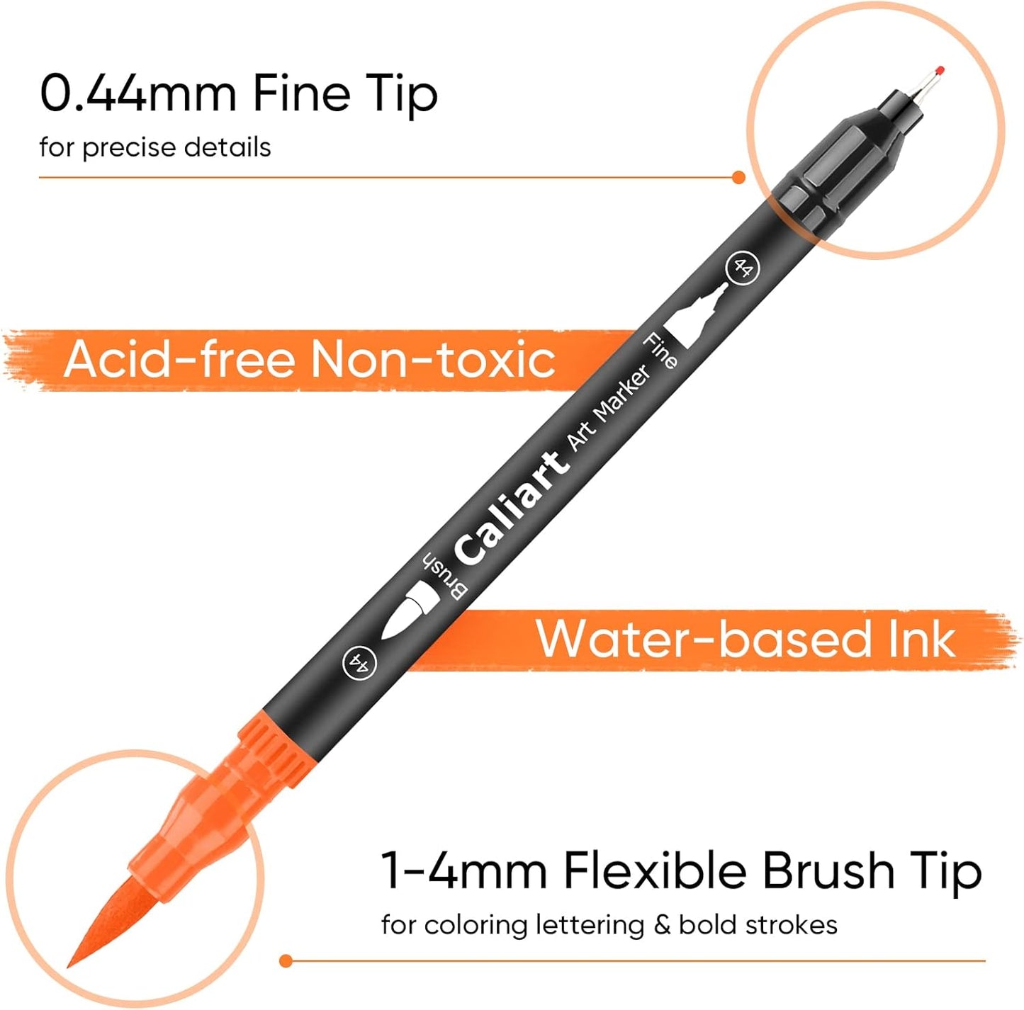Caliart 72 Colors Dual Tip Art Markers for Adult Coloring - Aesthetic Cute Preppy Stuff School Supplies, Pens With Fine and Brush Tips for Lettering Cards Drawing Kids Artist Mothers Day Gift for Mom