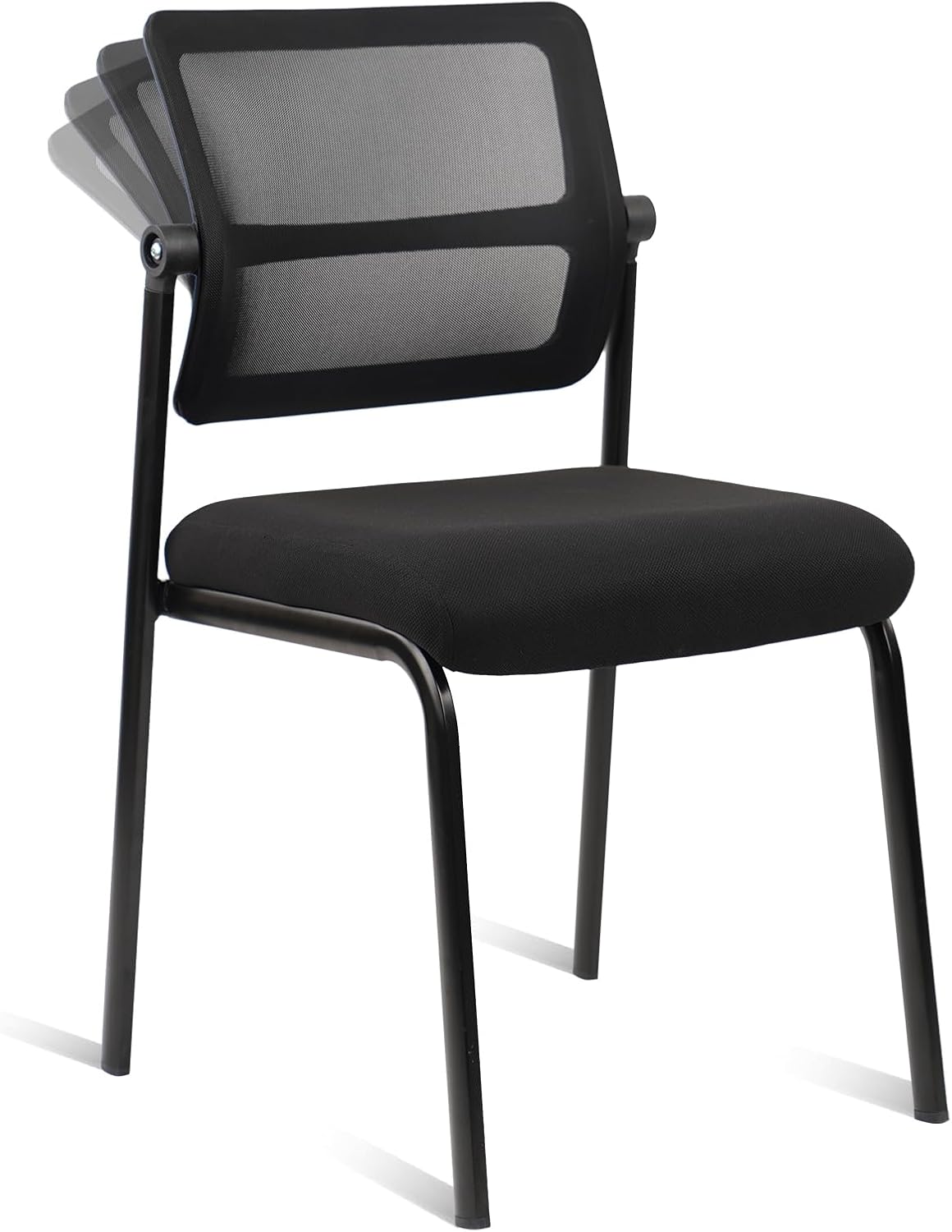 CLATINA Stacking Armless Office Waiting Room Chair with Adjustable Backrest, Stackable Mesh Guest Reception Desk Chairs with Ergonomic Lumbar Support for Home Conference Lobby Side School, Black