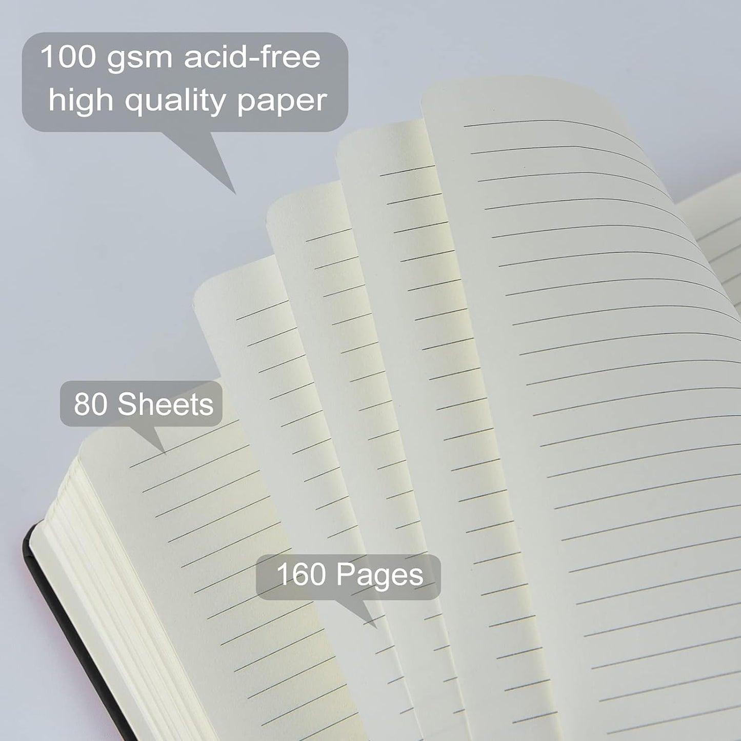 Coopay 48 Pack A5 Journal Notebooks Bulk, 160 Pages, 100GSM Thick Paper, 8.3 x 5.5 inch Hardcover Lined Leather Journals for Writing Office School Business,Bulk Notebook for Work Men Women (Black)