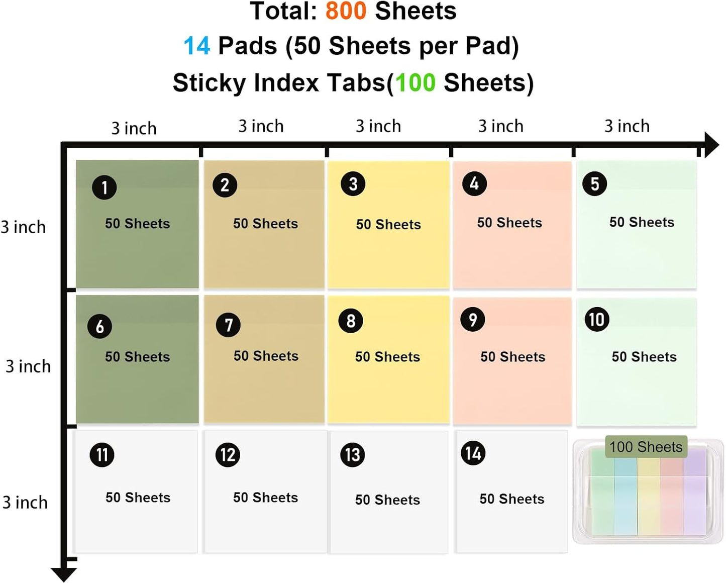 ‎SYMDROMIA Transparent Sticky Notes, 3"x3" Clear Post Translucent Sticky Notes with See Through Self-Adhesive Sticky Pads for Office School College Bible Supplies, 800 Sheets Bohemian