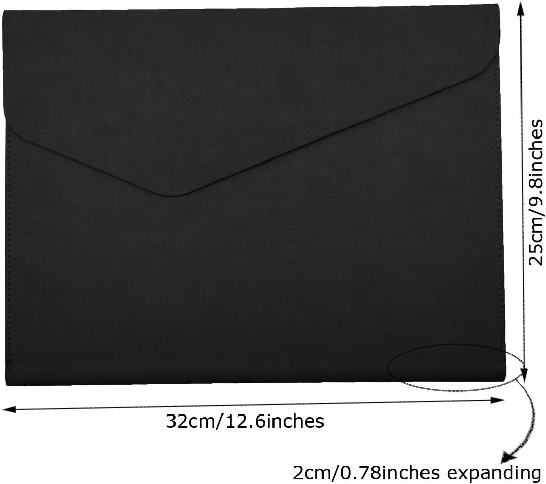 Enyuwlcm PU Leather A4 File Folder Document Holder Waterproof Portfolio Envelope Folder Case with Invisible Magnetic Closure Black