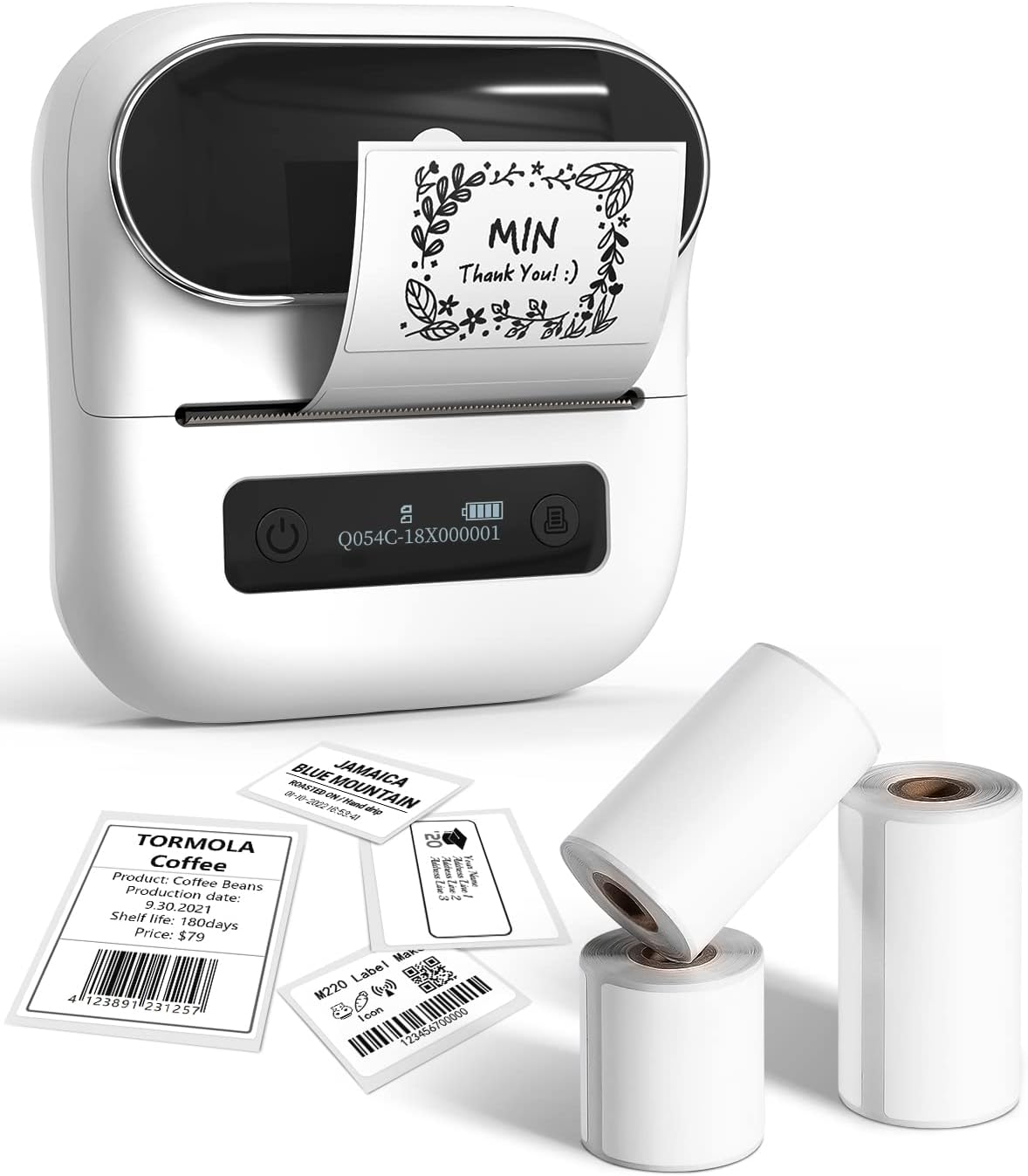 Phomemo M220 Label Maker, New Flagship 3.14 Inch Bluetooth Portable Thermal Label Printer for Barcode, Address, Labeling, Mailing, File Folder, Easy to Use, Support Phone&PC