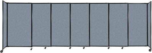 Versare Straightwall Sliding Portable Wall Partition | Freestanding Office Dividers | Locking Wheels | Temporary Room Separator | 15'6'' Wide x 5' Tall Powder Blue Fabric Panels