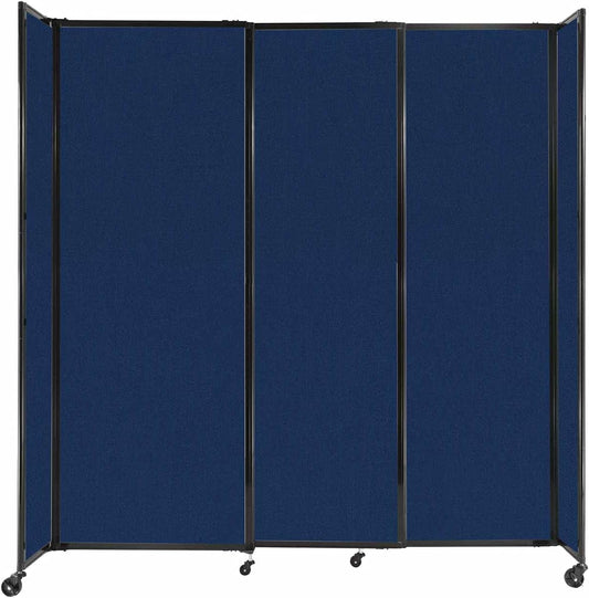 Versare Straightwall Sliding Portable Wall Partition | Freestanding Office Dividers | Locking Wheels | Temporary Room Separator | 7'2'' Wide x 7'6'' Tall Navy Blue Fabric Panels
