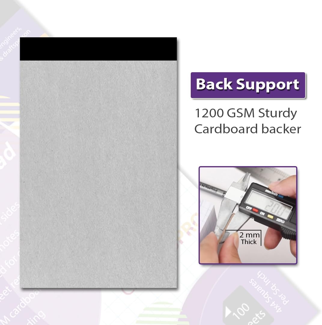 Jr. Legal 5"x8" Compact Graph Pad, 1/4" Double-Side Quadrille Grid, 21-Gram Paper, 100 sheets (200 Pages)/Pad, Sturdy Binding, Perfect for on-the-go use, Students & Professionals (4, White)