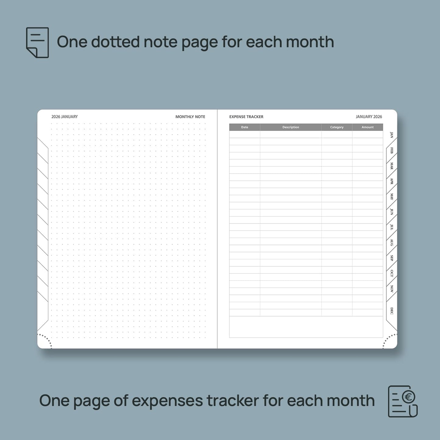 POPRUN Monthly Planner 2026-2027 (Medium- 6.5'' x 8.5'' Soft Cover), 18-Month Calendar Book (Jan.2026 - Jun. 2027), Calendar Planner with Monthly Tabs & Pocket, 100 GSM Paper - Brown