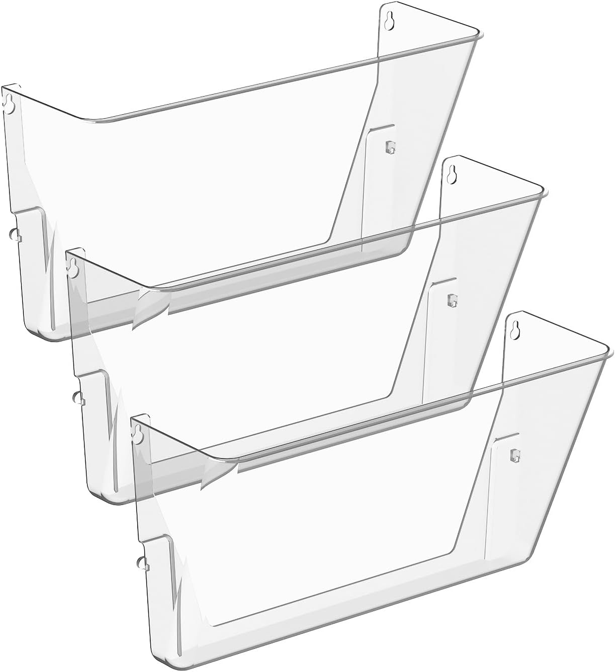 3 Pack Clear Acrylic Single Pocket, Plastic Hanging Wall Mount File Holder for Office Home, Clear