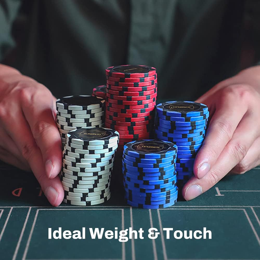 SLOWPLAY Nash Clay Poker Chips, 14 Grams Heavyweight Clay Composite, 40mm Large Chips in Bulk, Pack of 50 with Denomination of 10000