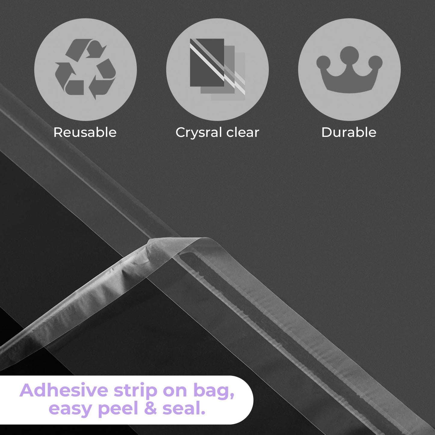 Frametory, 9 x 11 3/7 Inches Acid-Free Clear Plastic Bags, Self Seal Crystal Photo Sleeves for 8.5x11 Framing Mat Mattes, Art Prints, Pictures, Posters - 25 Pack