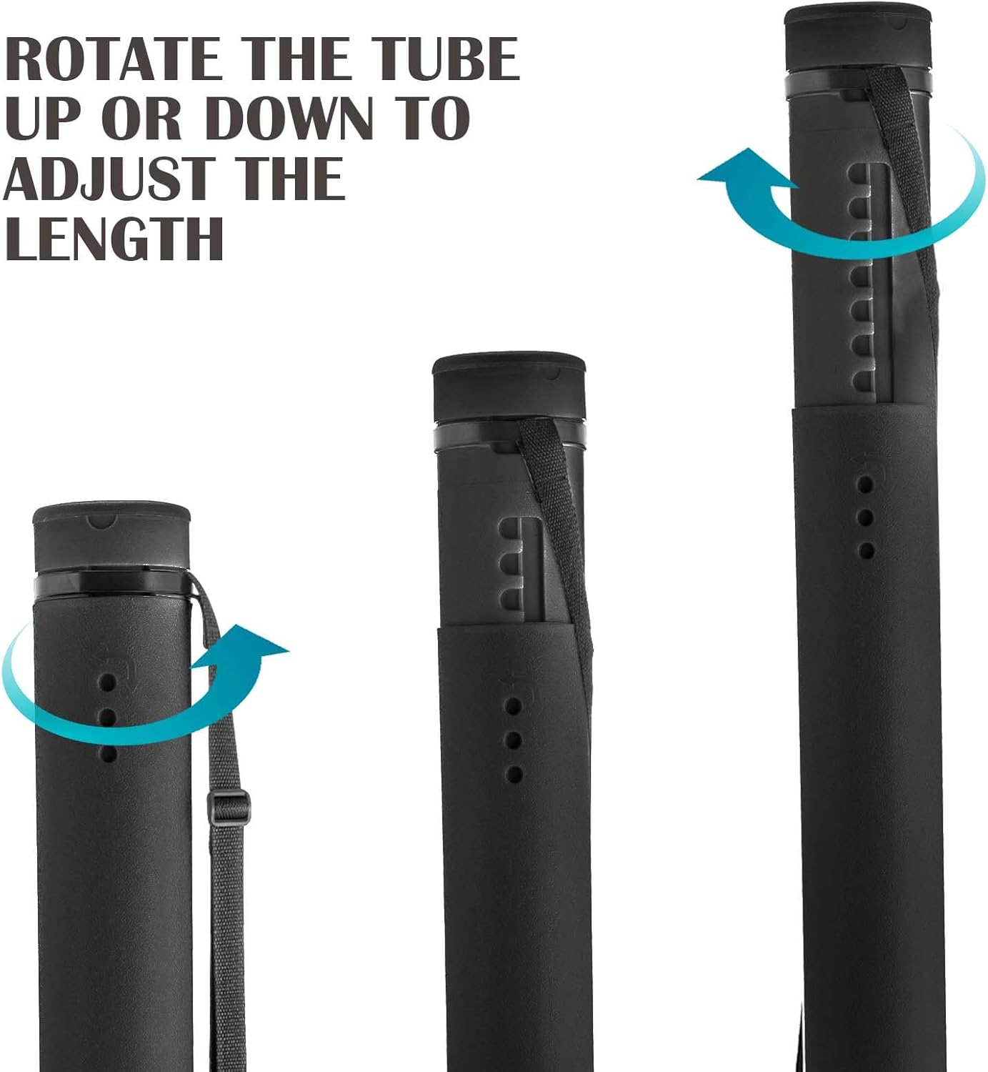 JJRING Black Poster Tube, 25" to 40" Extendable Poster Storage Holder Tube with Carrying Strap, Poster Carrying Case for Blueprints, Scrolls, Maps and Architect Papers