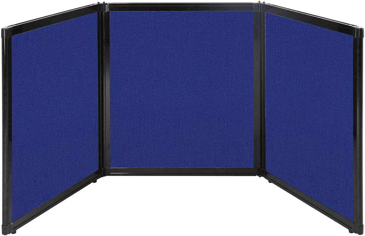 Versare Folding Tabletop Display | 3-Panel Partition | Lightweight Portable Workspace Divider | Royal Blue 99" x 36"