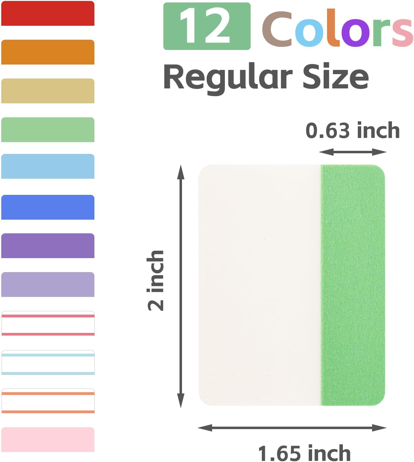 KICNIC Sticky Tabs 960 Pcs 2Inch, Pastel Book Tabs, Adhesive BOPP Page Tabs, Transparent Annotation Labels, Tabs for Notebooks, Small Markers for School, College, Office (12 Colors)